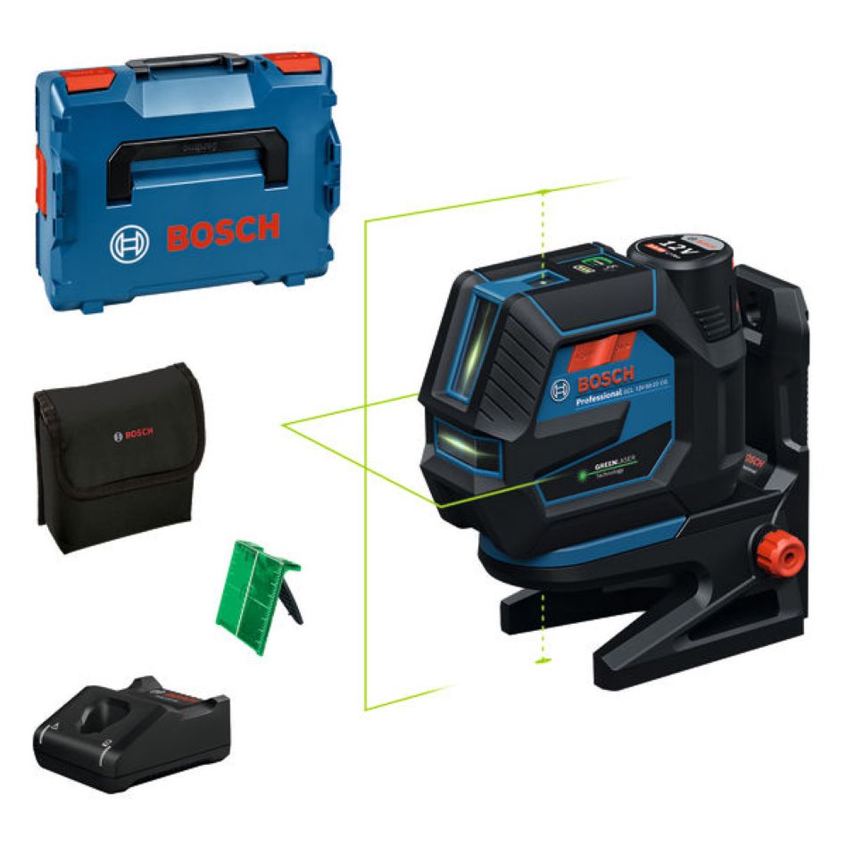Bosch Blue 0601066S02 GCL 12V-50-22 CG Set Linien- und Punktlaser, 1x Akku 2,0 Ah und Schnellladegerät GAL 12V-40 in L-BOXX