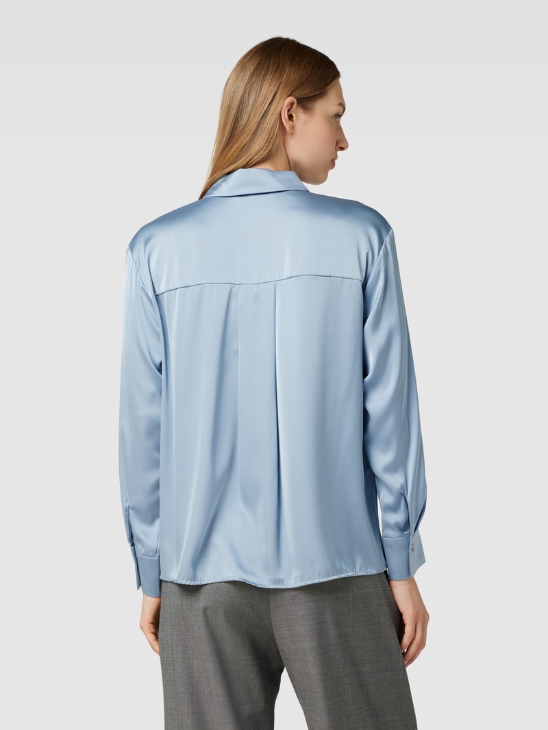 Bluse in Satin-Optik mit verdeckter Knopfleiste in rauchblau