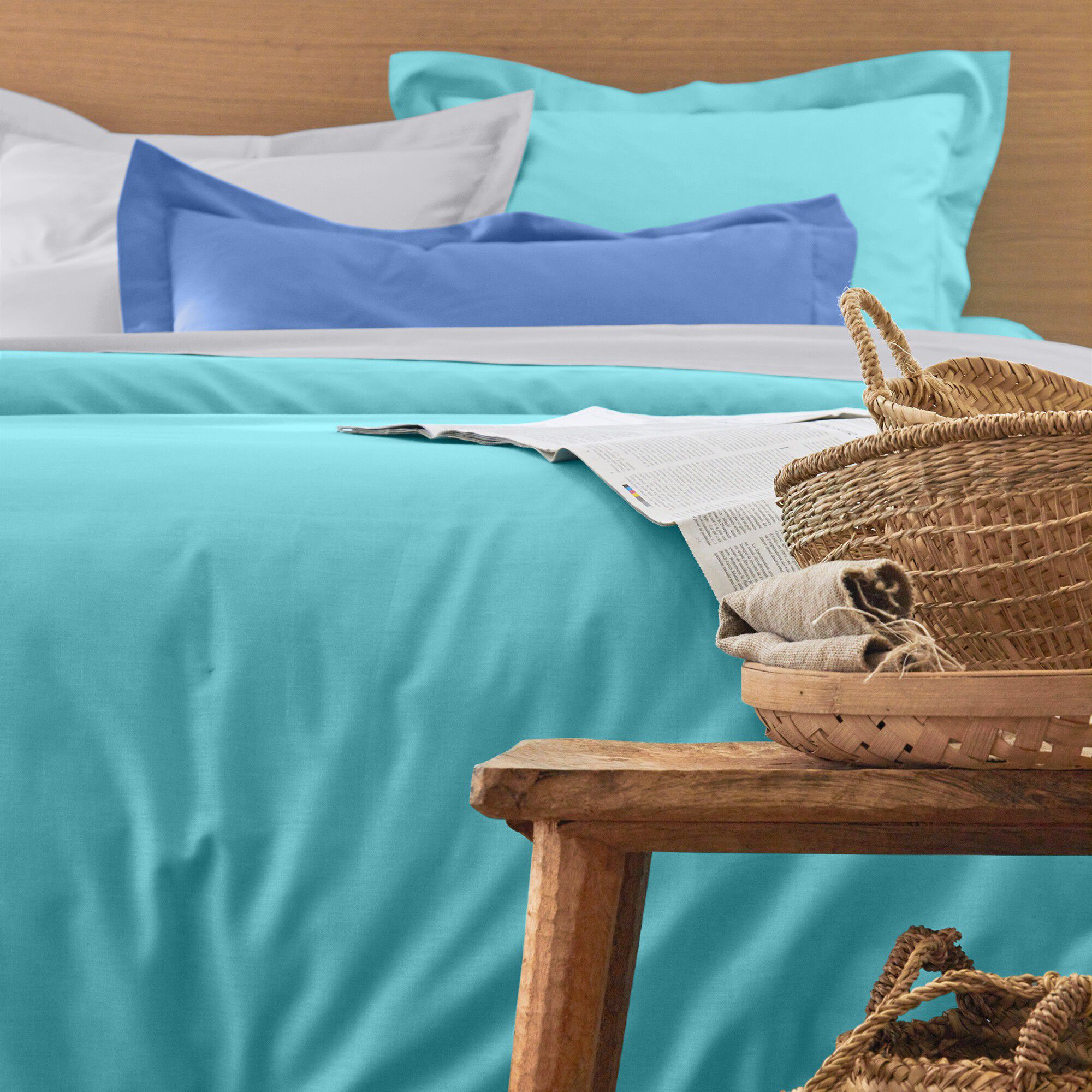 Linge de lit uni polyester-coton Colombine