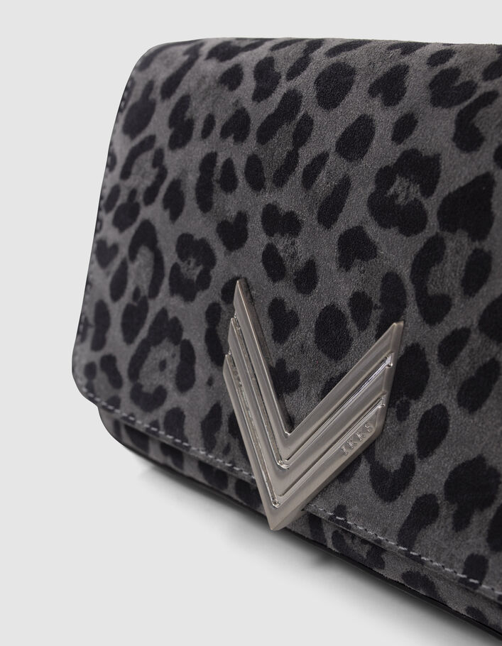 Le sac 111 gris cuir velours motif léopard Femme