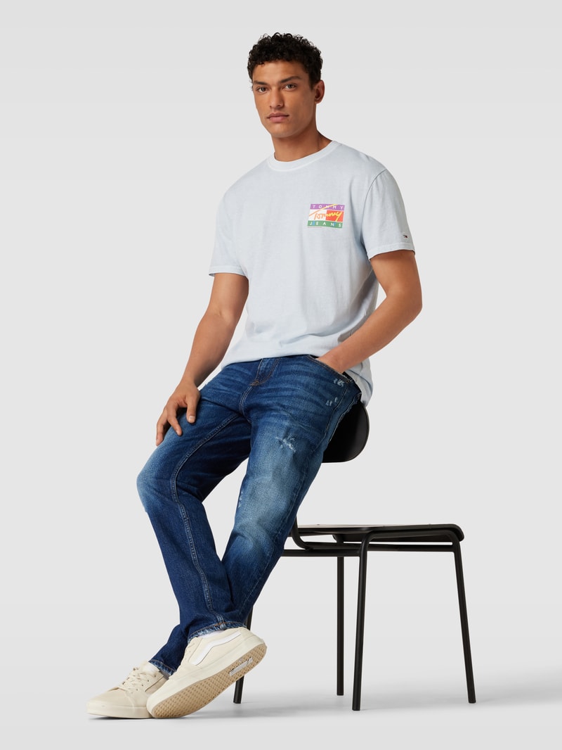 Slim Fit Jeans im Destroyed-Look Modell 'AUSTIN' in dunkelblau