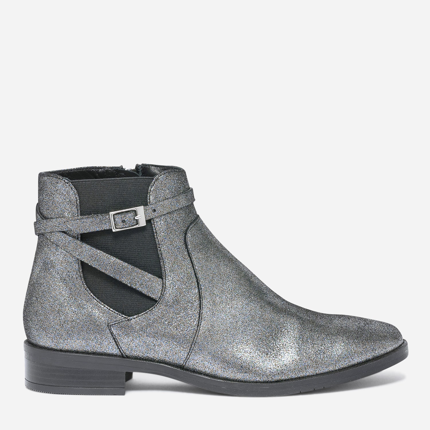 Boots ERAM FLEX gris métallisé en cuir à bride