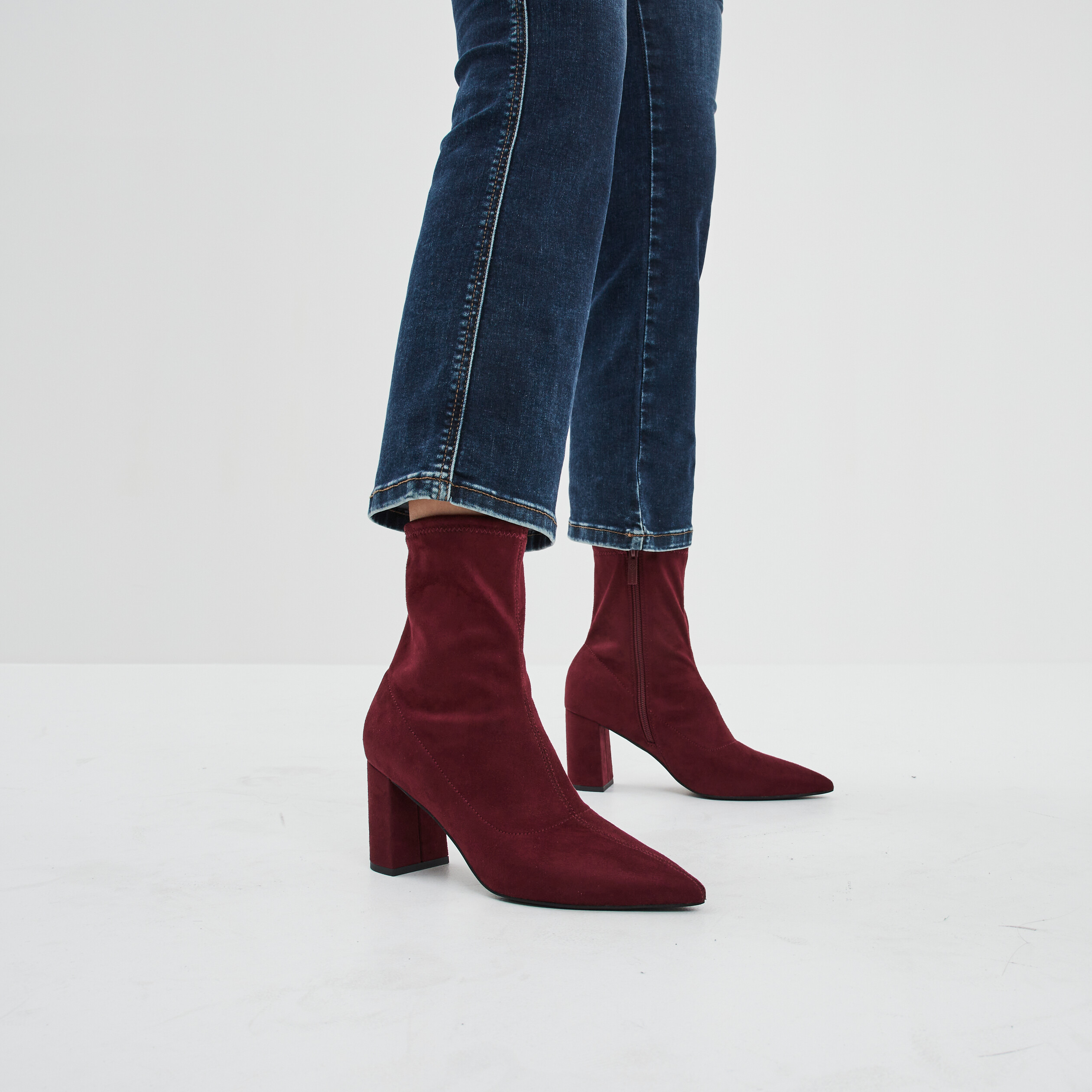 Bottines à talons bouts pointus rouge femme | La Halle