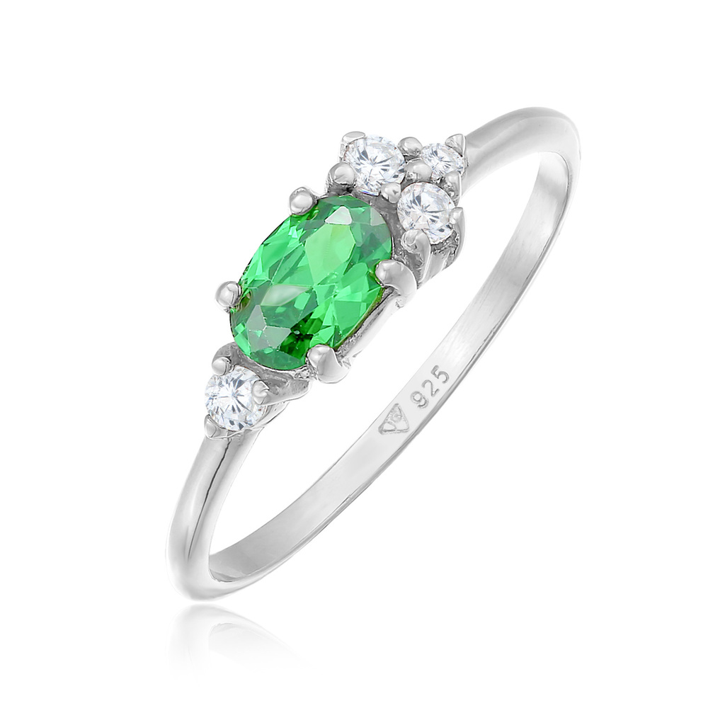 Elli Elli Bague Femmes Bague de fiançailles Extravagant Vert avec Cristal de Zirconium Bague