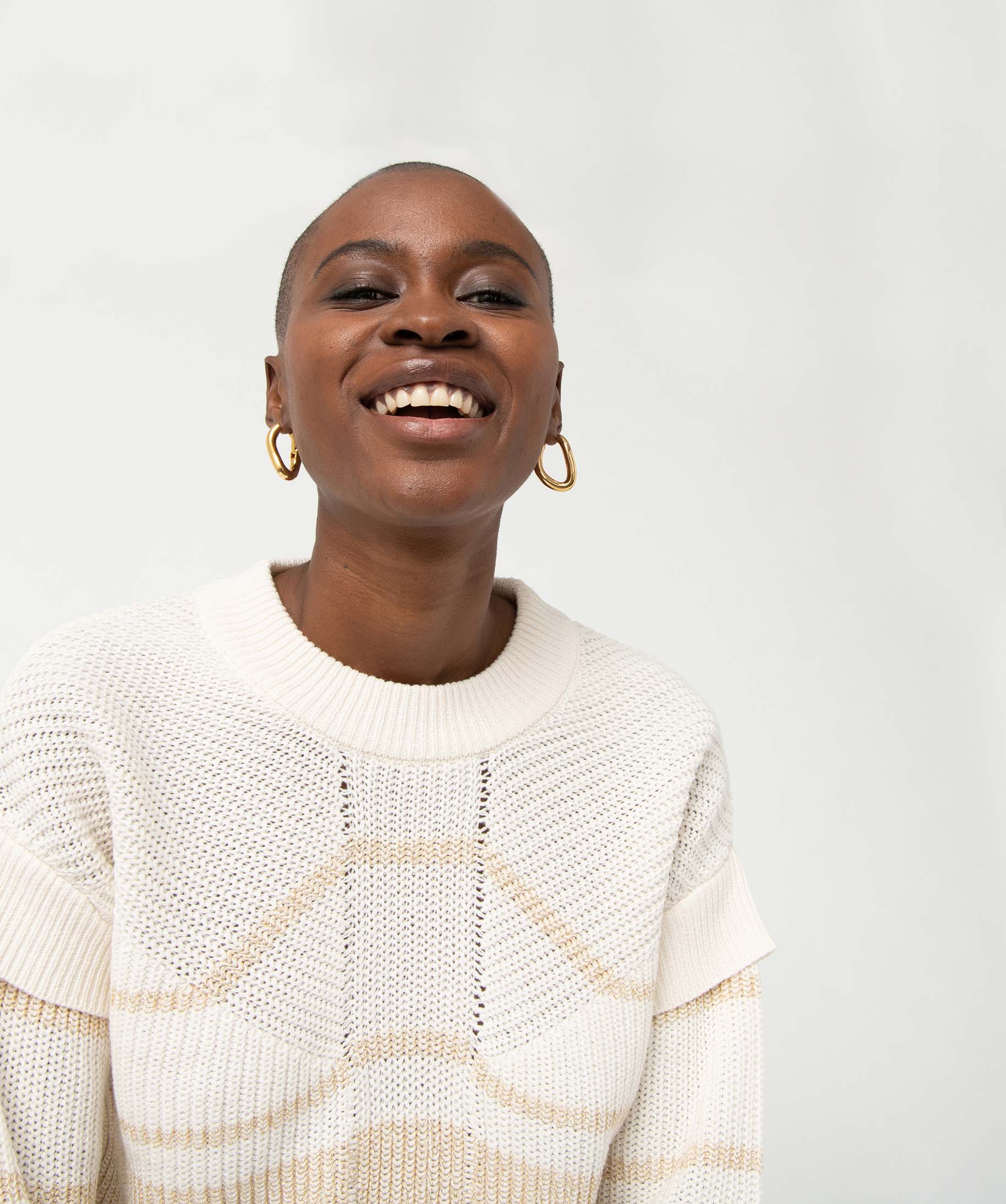 Pull femme avec rayures pailletées ecru | GEMO