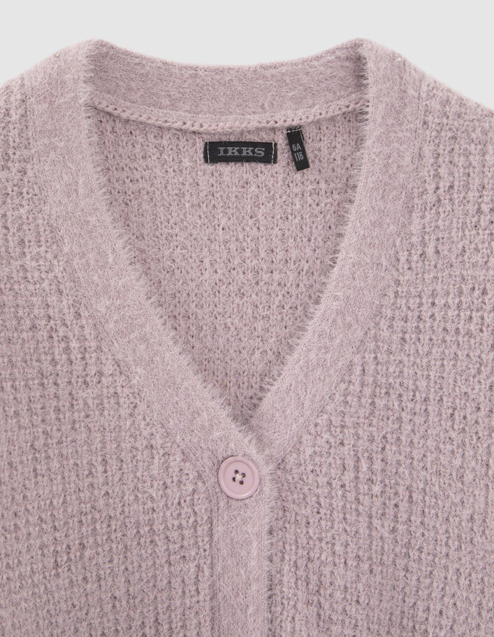 Cardigan parme tricot fantaisie fille