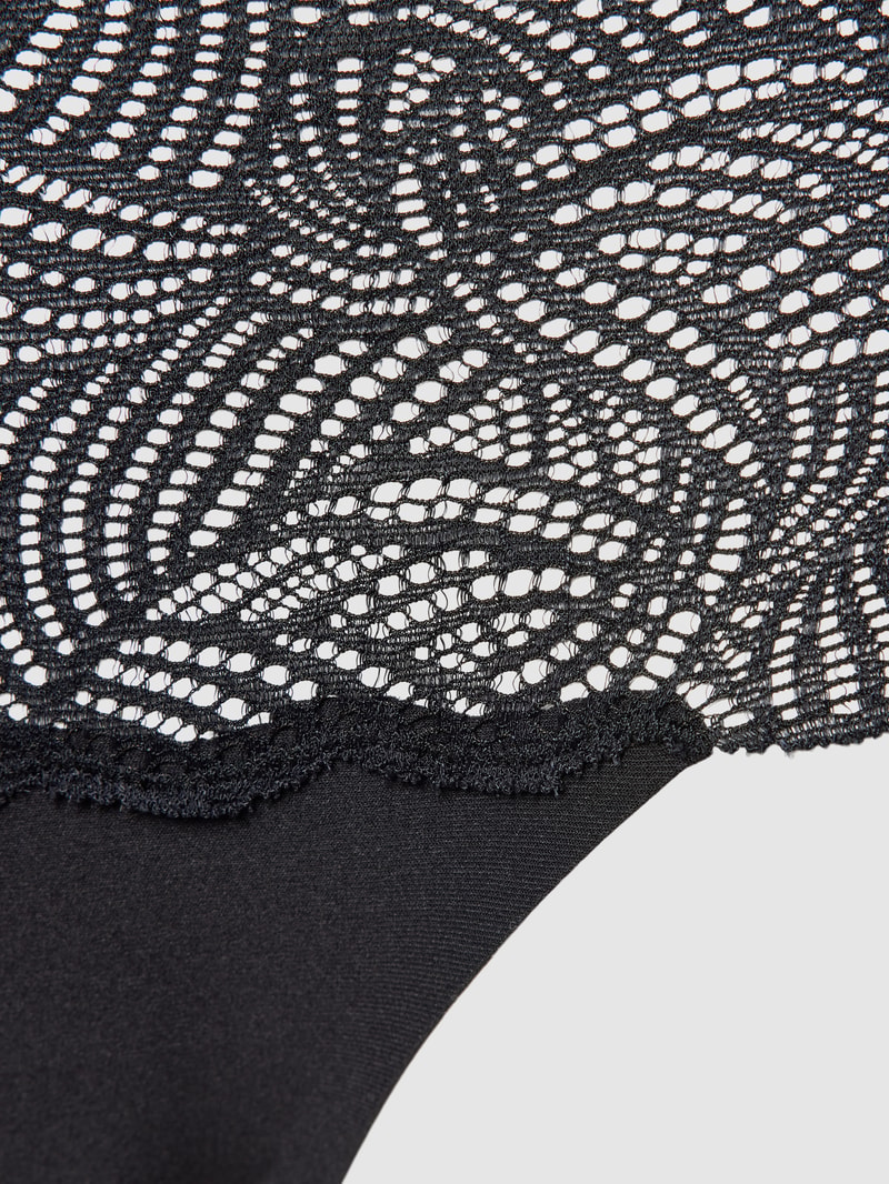 String mit Spitzenbesatz in schwarz