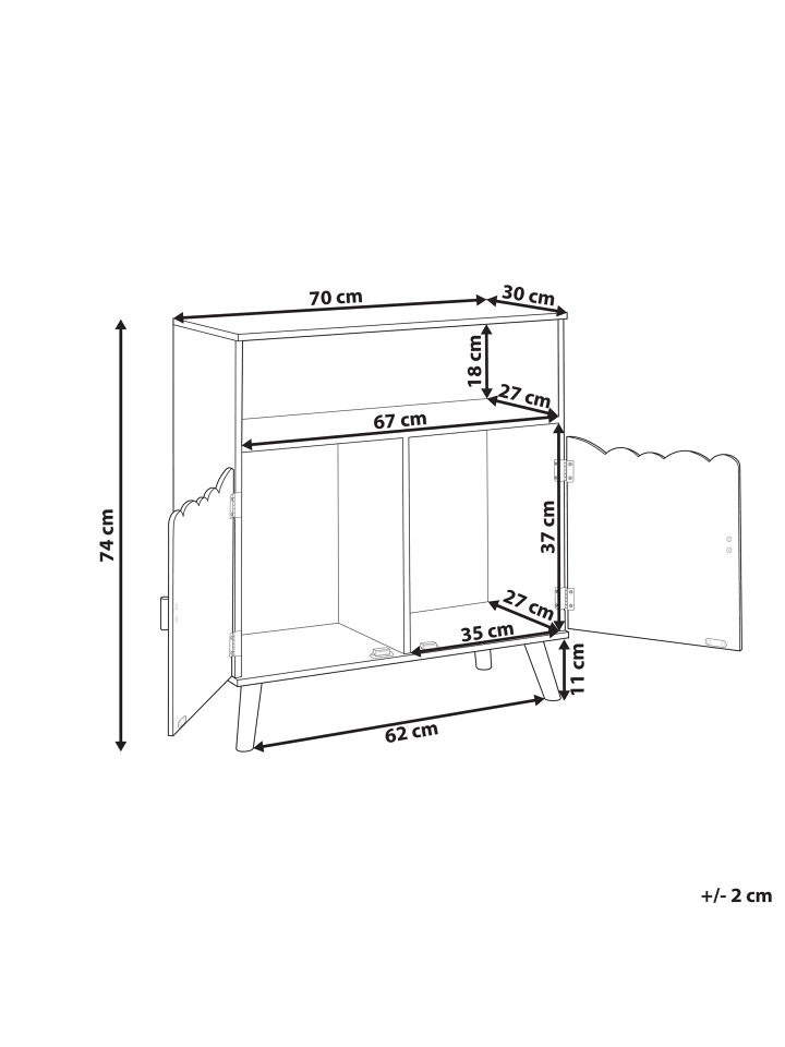 Beliani Sideboard LACKEY in Grün/Heller Holzfarbton - (W) 70 x (H) 74 x (L) 30 cm günstig kaufen onesize