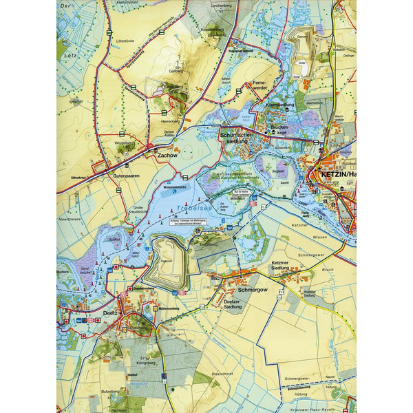 Rad-, Wander- und Gewässerkarte Havelseen 2: Beetzsee bis Ketzin - Fahrradkarte