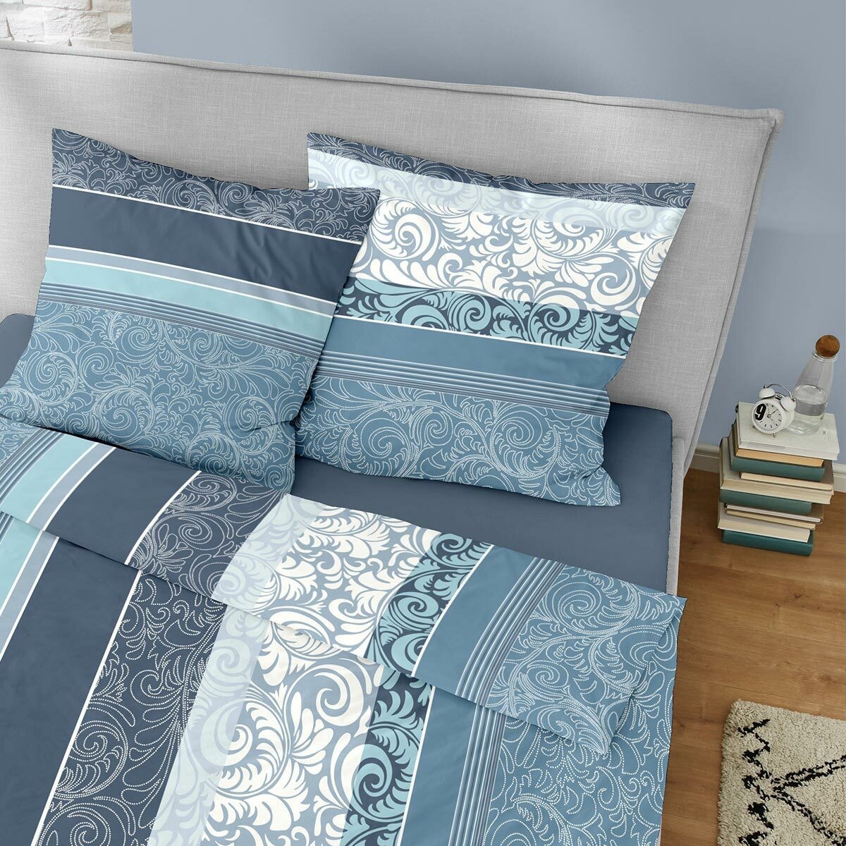 Traumschlaf Biber Bettwäsche Paisley blau