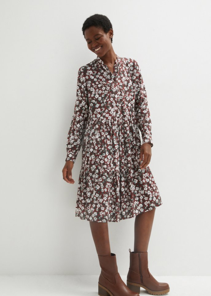 Blusenkleid mit Stehkragen aus Viskose
