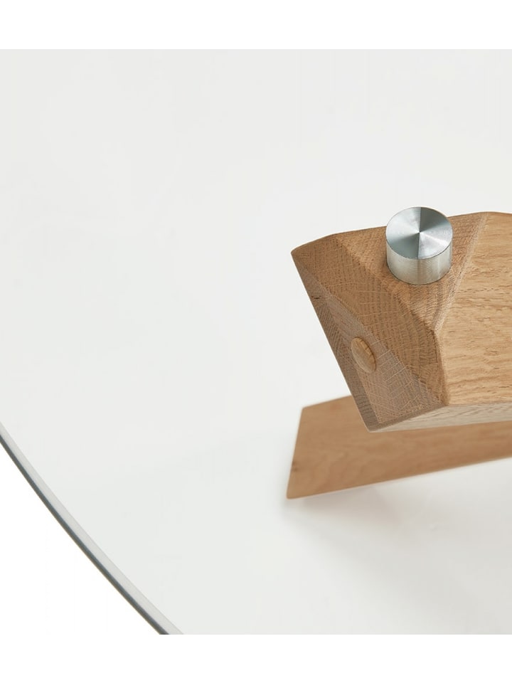 KADIMA DESIGN Runder Esstisch aus Glas und Eiche | Natürlicher Stil in Transparent-Beige günstig kaufen onesize