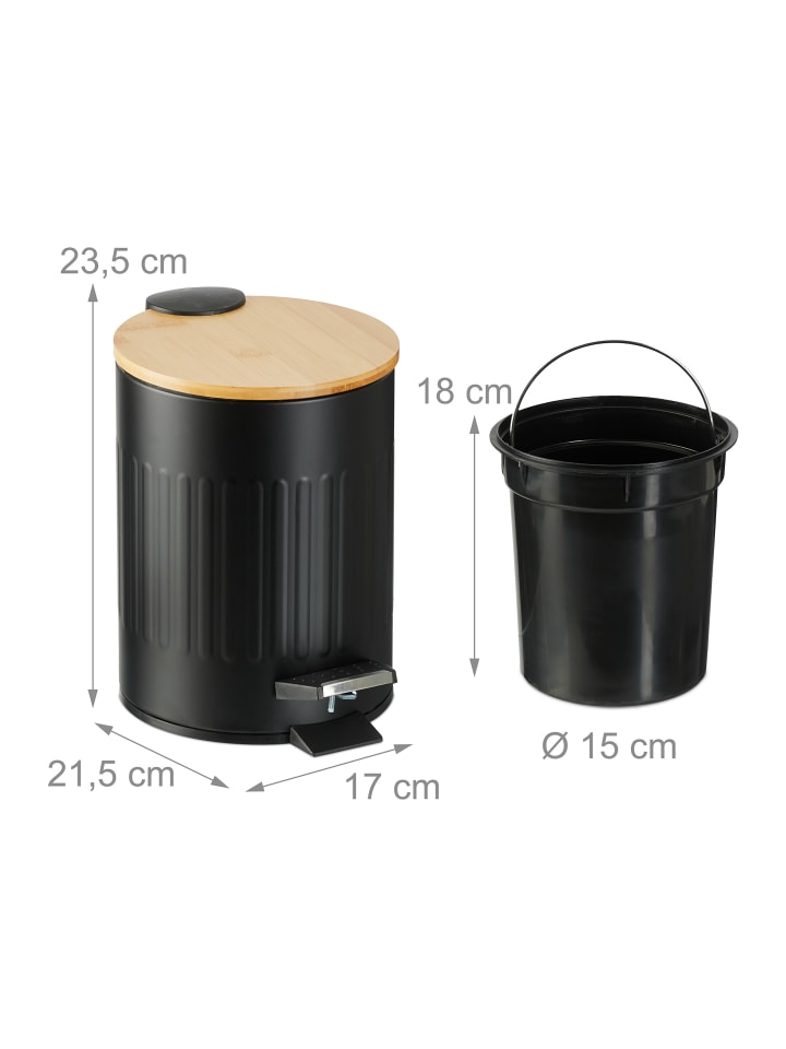 relaxdays Mülleimer in Schwarz - 3 l günstig kaufen onesize