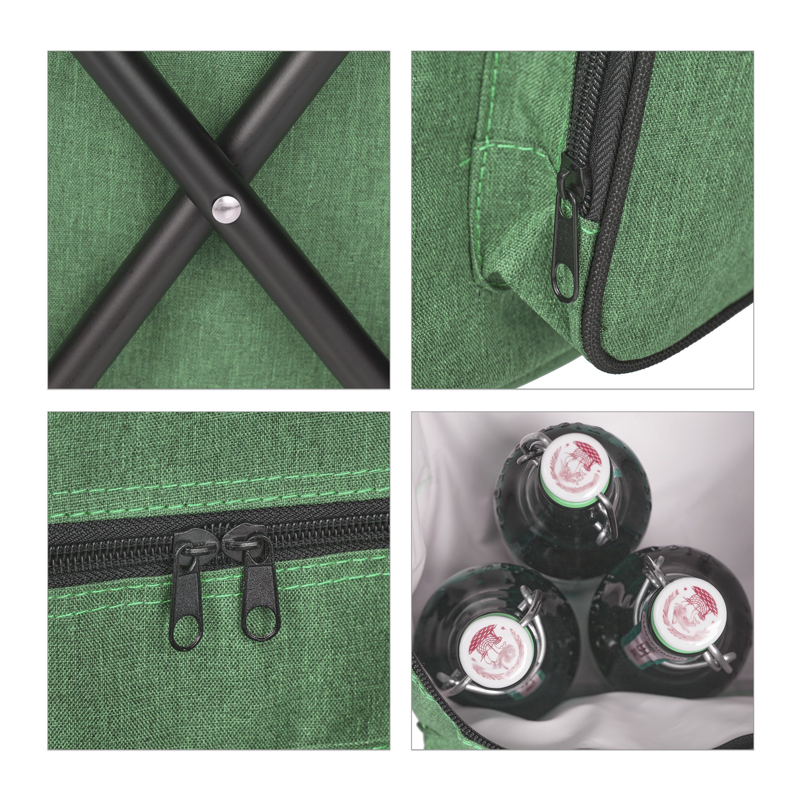 relaxdays Campinghocker Grüner Campinghocker mit Lehne