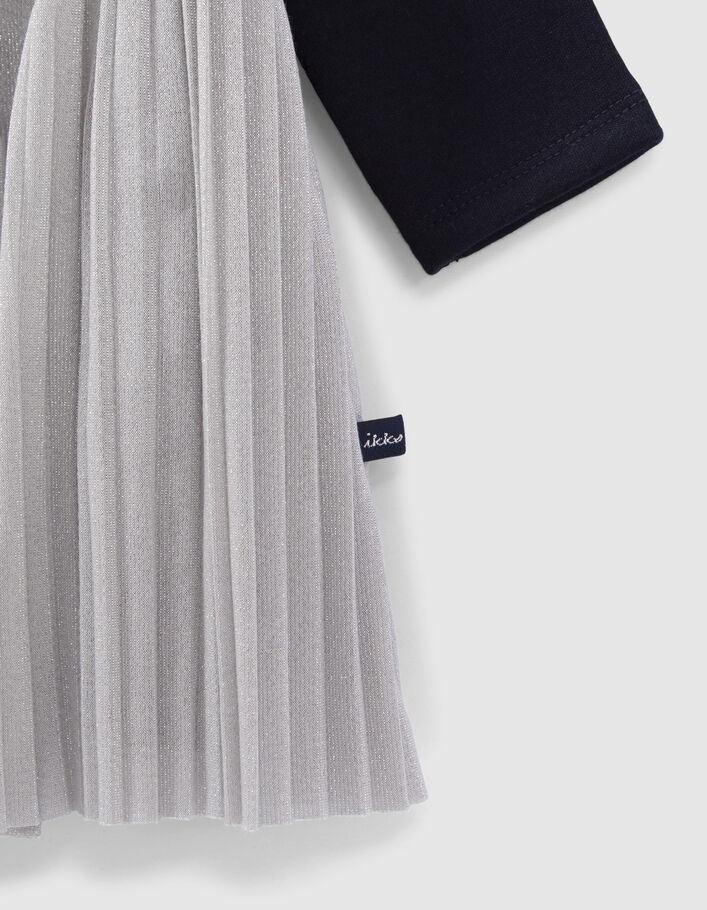 Robe argentée plissée bébé fille