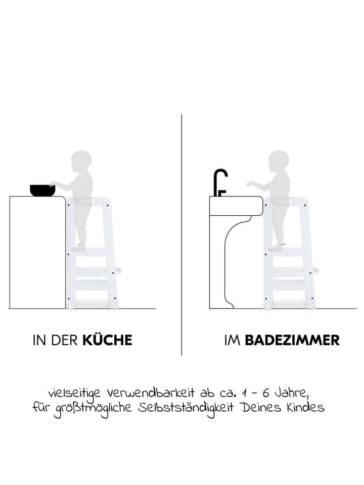 Hauck Lernturm / Kinderstuhl für Küche - Learn N Explore in weiss günstig kaufen onesize