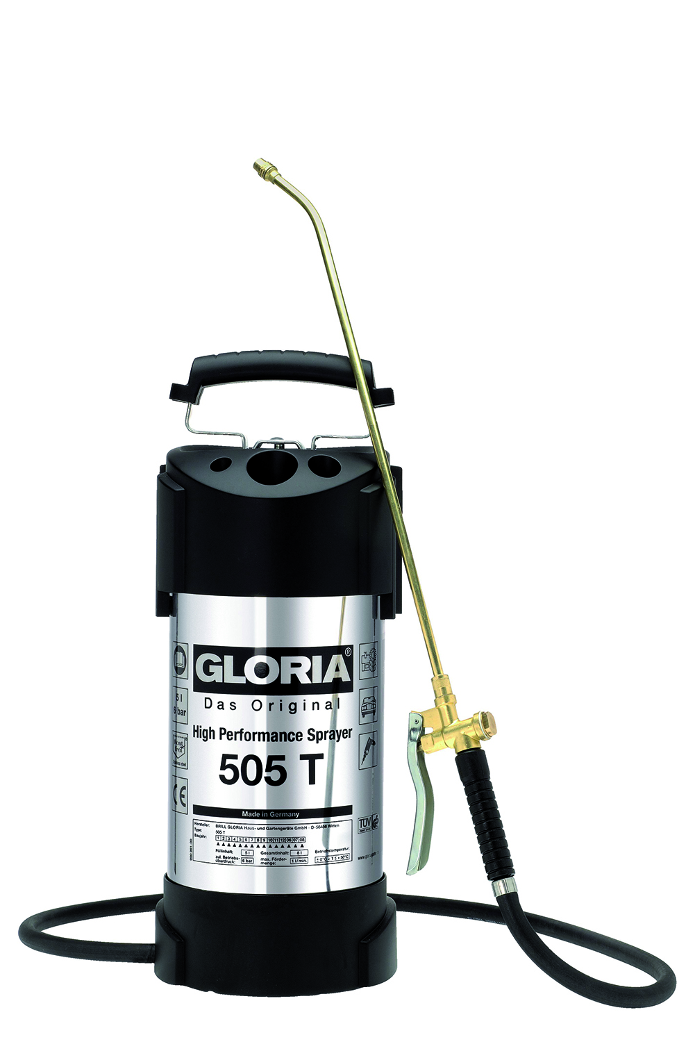 Gloria 000505.0000 505 T Pulverizador a presión de 5 l, acero inoxidable NBR