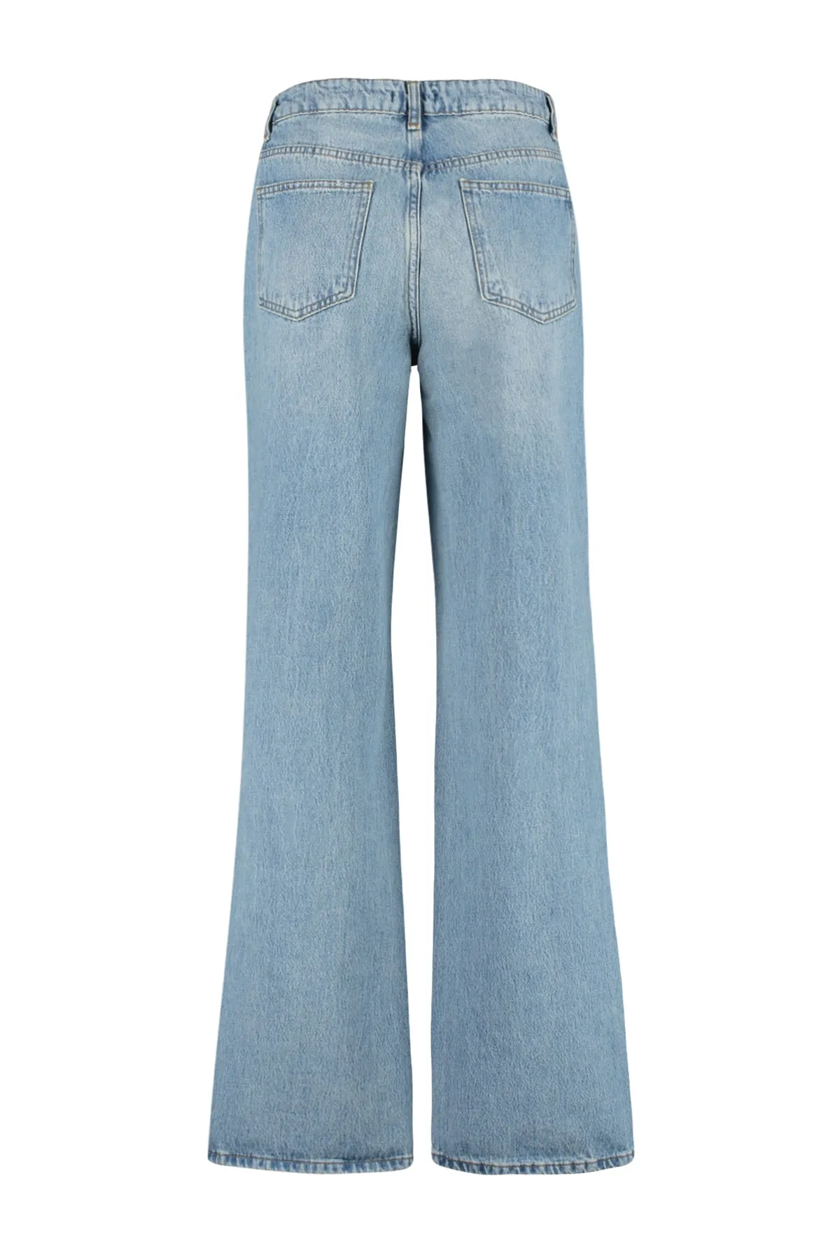 Trendyol Collection  Blaue, blasse Vintage-Jeans mit weitem Bein und Rissen, niedrige Taille, TWOSS23JE00102
