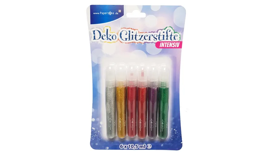 PAPERZONE Glitzerstifte zum Dekorieren intensiv 6er Set 63 ml