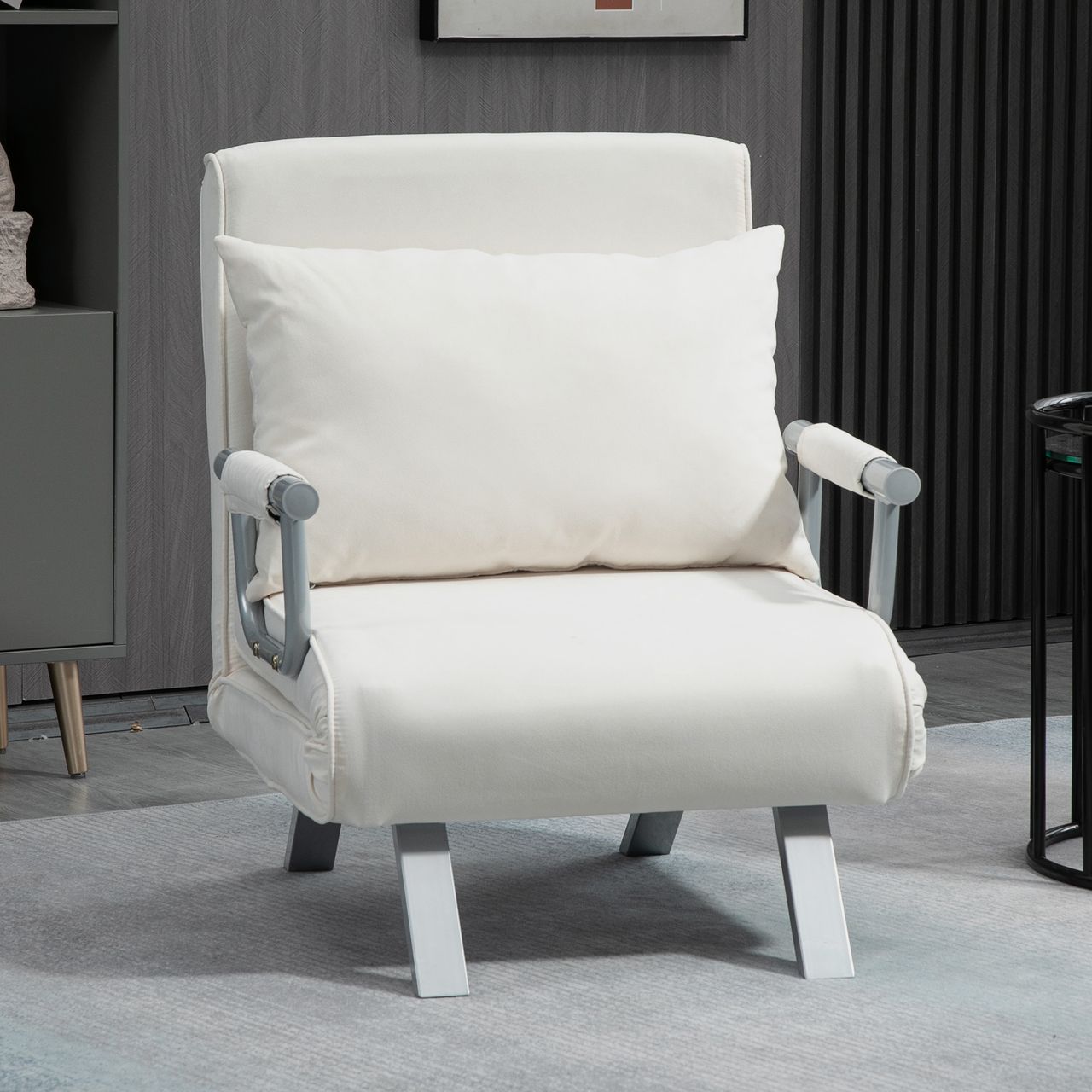 HOMCOM 3-in-1 Schlafsofa mit Armlehne Schlafsessel Klappbett Chaiselongue