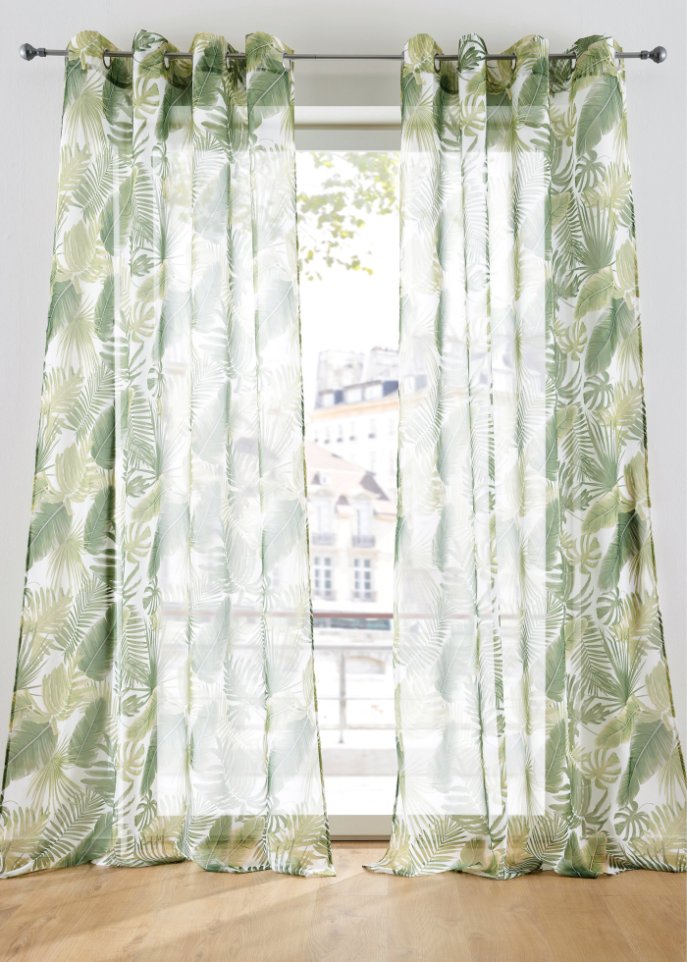 Gardine mit Blätter Druck (1er Pack)