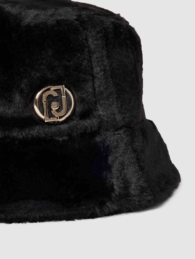 Fischerhut mit Kunstfell Modell 'Cloche' in schwarz