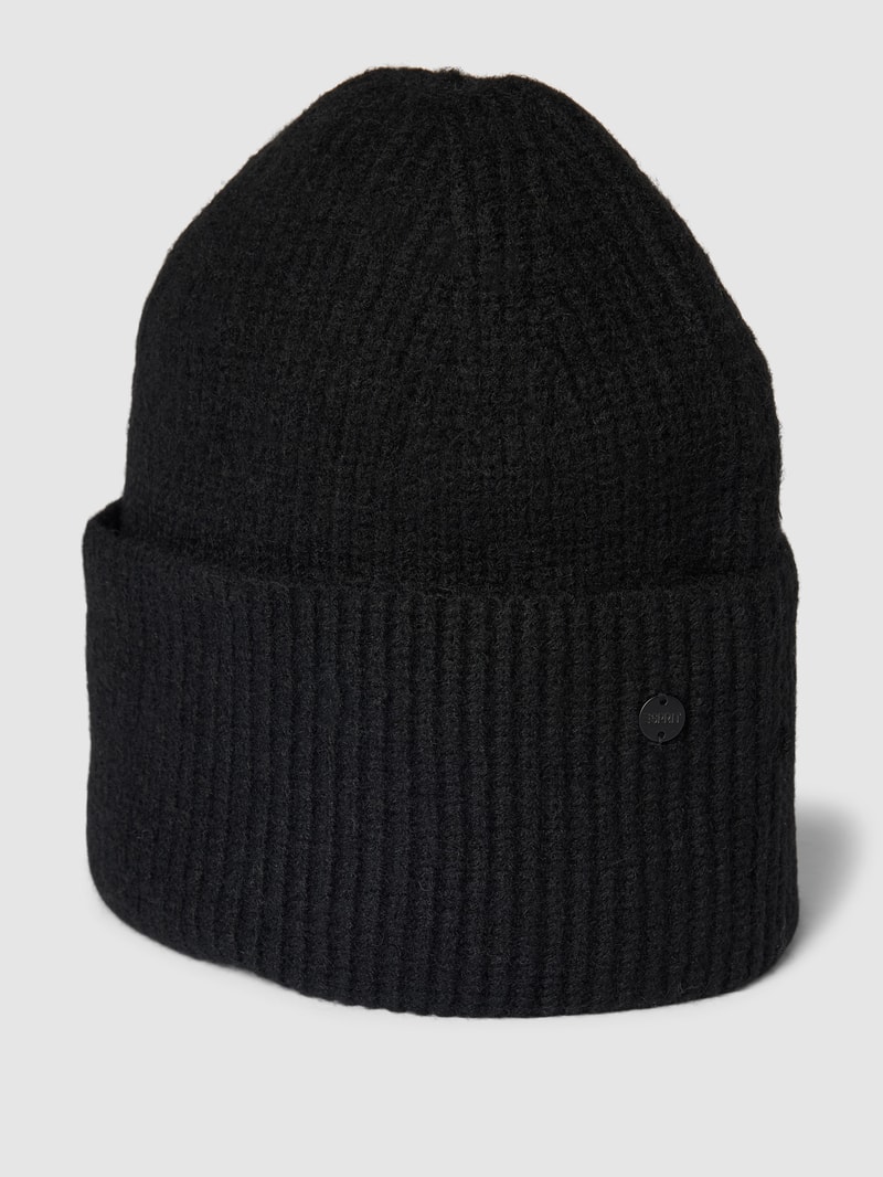 Strickmütze mit Label-Detail Modell 'SKI' in schwarz