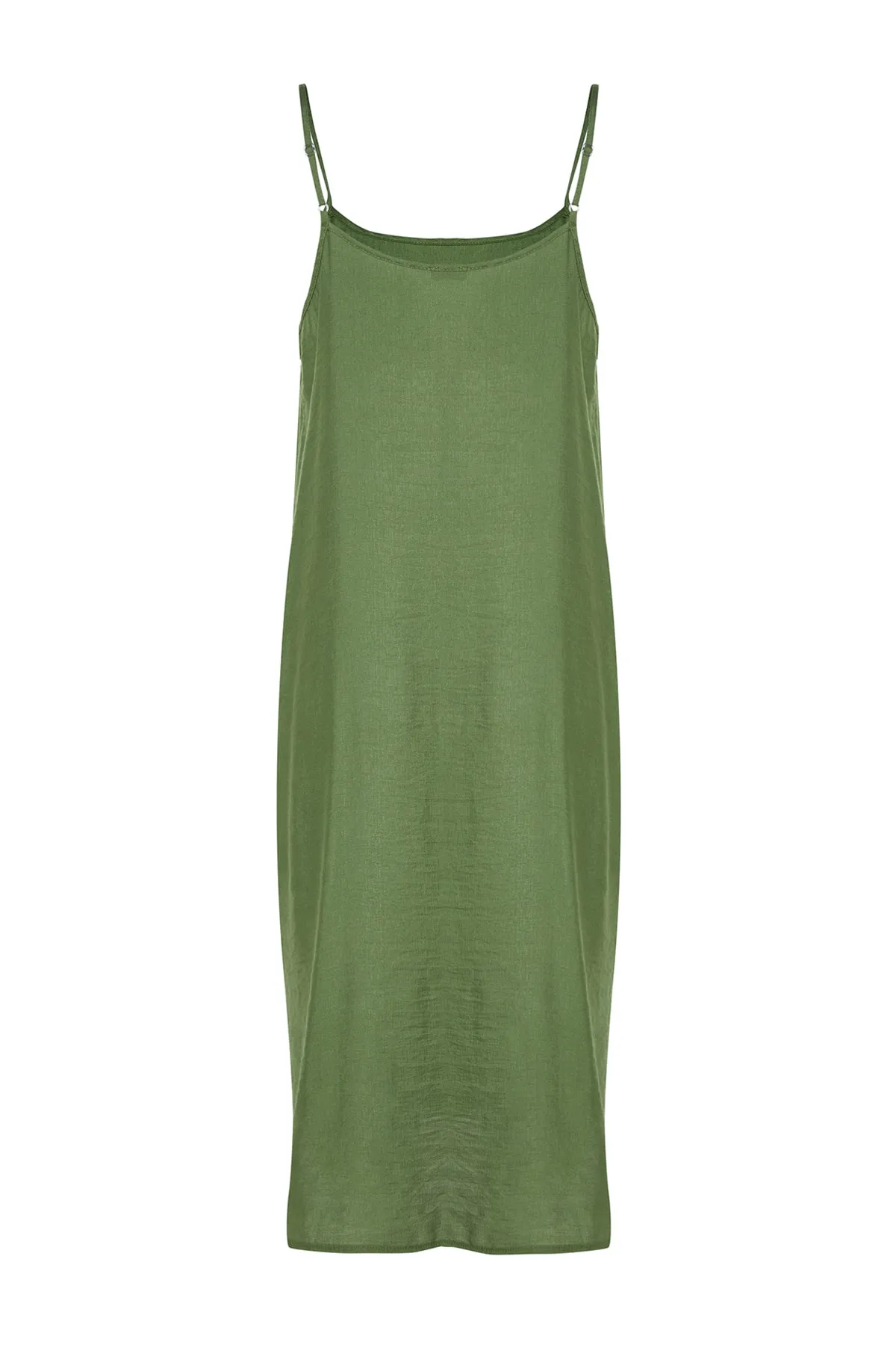 Trendyol Curve  Khakifarbenes, schlicht gewebtes Kleid TBBSS23AH00145