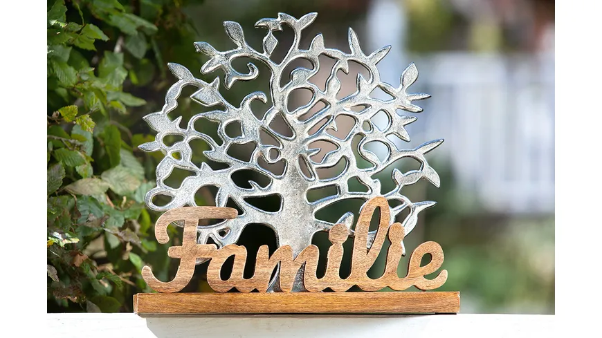 GILDE Aluminium Lebensbaum Familie H=41cm silber