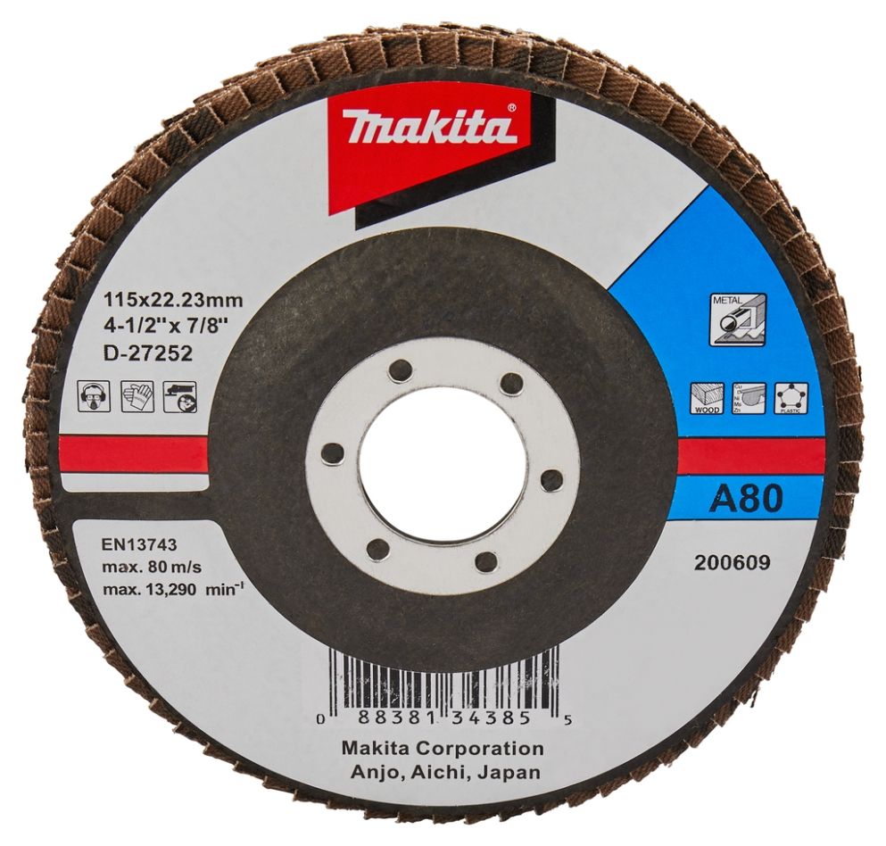 Makita Accessories D-27252 Flap Disc 115mm A80