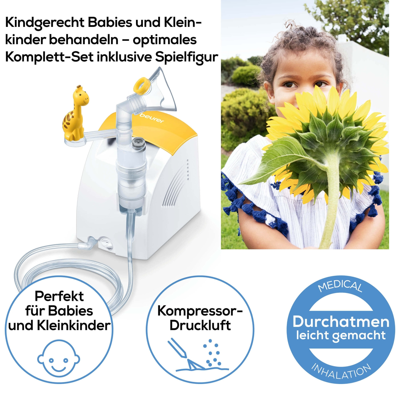 Beurer Inhalator IH 26 Kids-Kinder Inhalator mit Kompressor-Drucklufttechnologie inkl. Zubehör zum Spielen