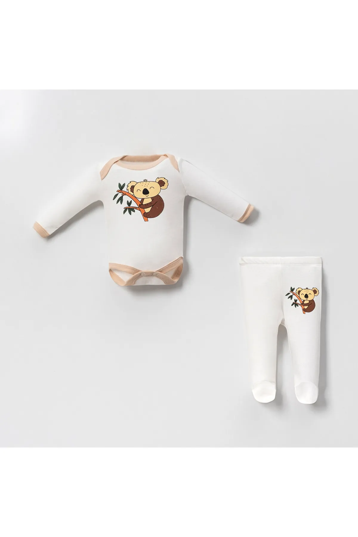 Bubito  Koala Visual Baby-Set aus schnurgebundener Baumwolle, 6-teilig, Ober- und Unterteil
