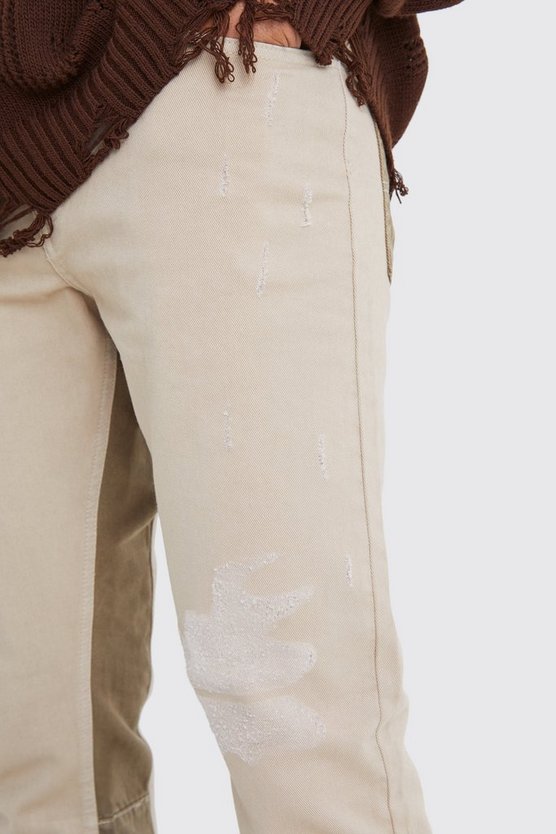 Zerrissene Slim-Fit Schlaghose mit Applikation