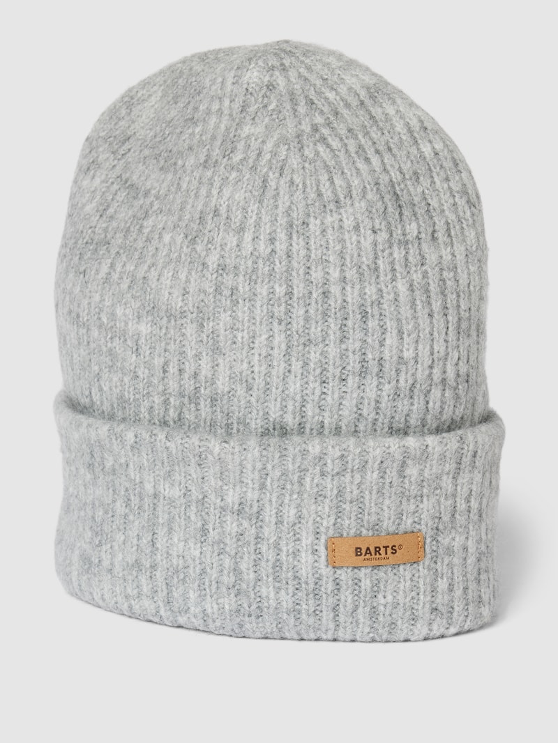 Beanie mit Label-Detail Modell 'Witzia' in silber meliert