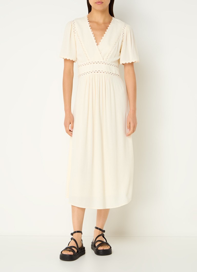 ba&sh Yumi midi dress with V-neck and openwork detail