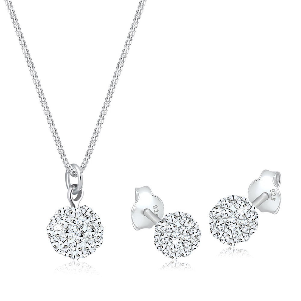 Elli Elli Ensemble de Bijoux Femmes Boule Pendentif Set Clous d'oreilles avec Cristaux Bijoux