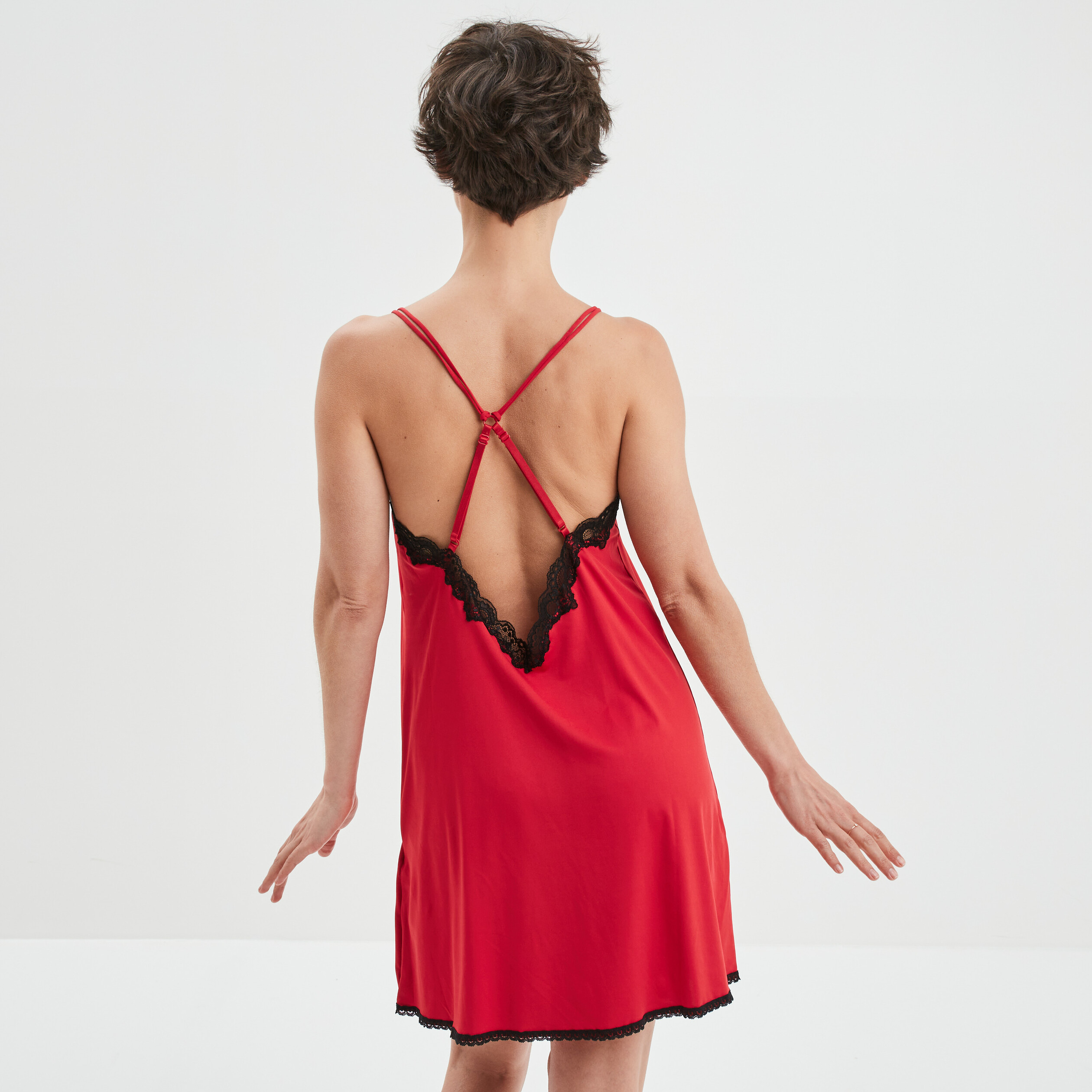 Nuisette à bretelles dos croisé rouge femme | La Halle