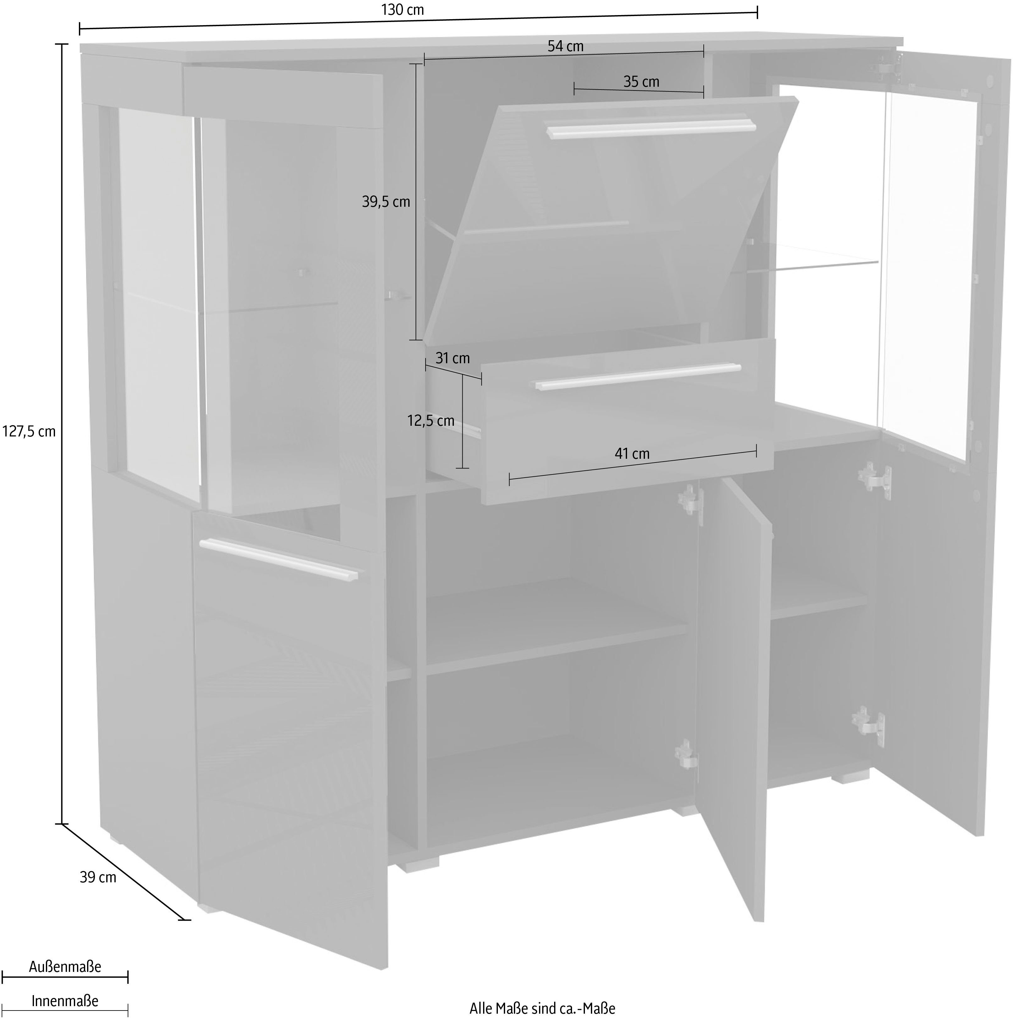 Helvetia Highboard India, Breite 130 cm
