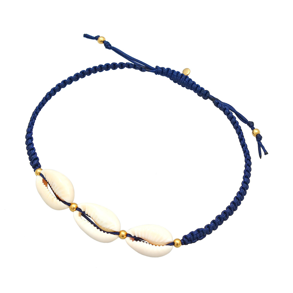 Elli Elli Bracelet de Cheville Femmes Kauri Shell Ocean Nylon Summer Ajustable en arge Bijoux