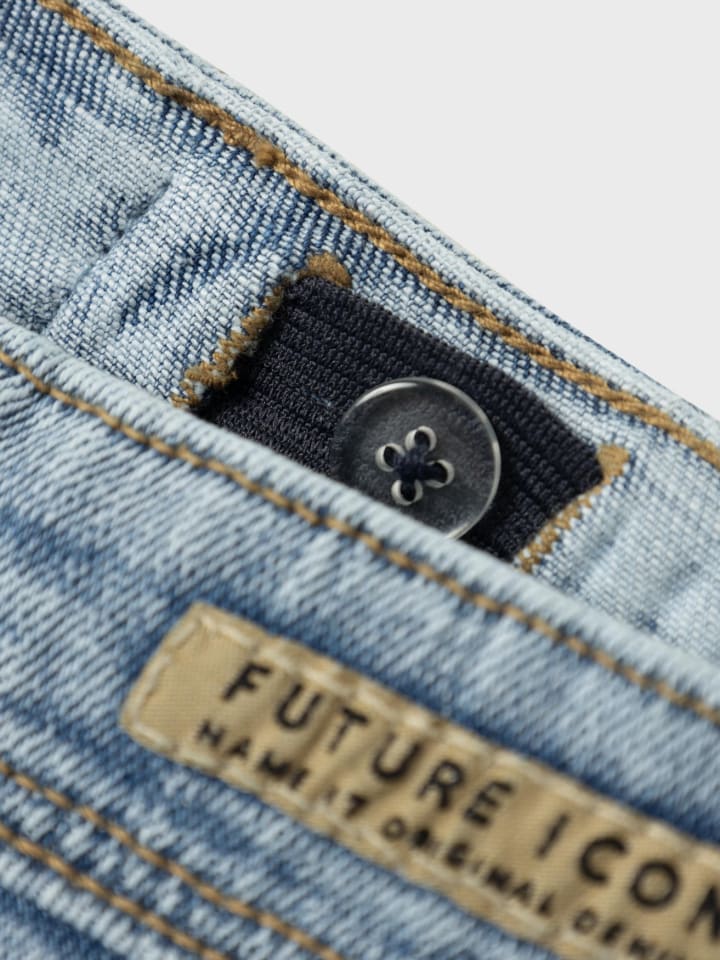 name it Straight Leg Denim Jeans mit verstellbarem Bund NKMSILAS in Hellblau günstig kaufen