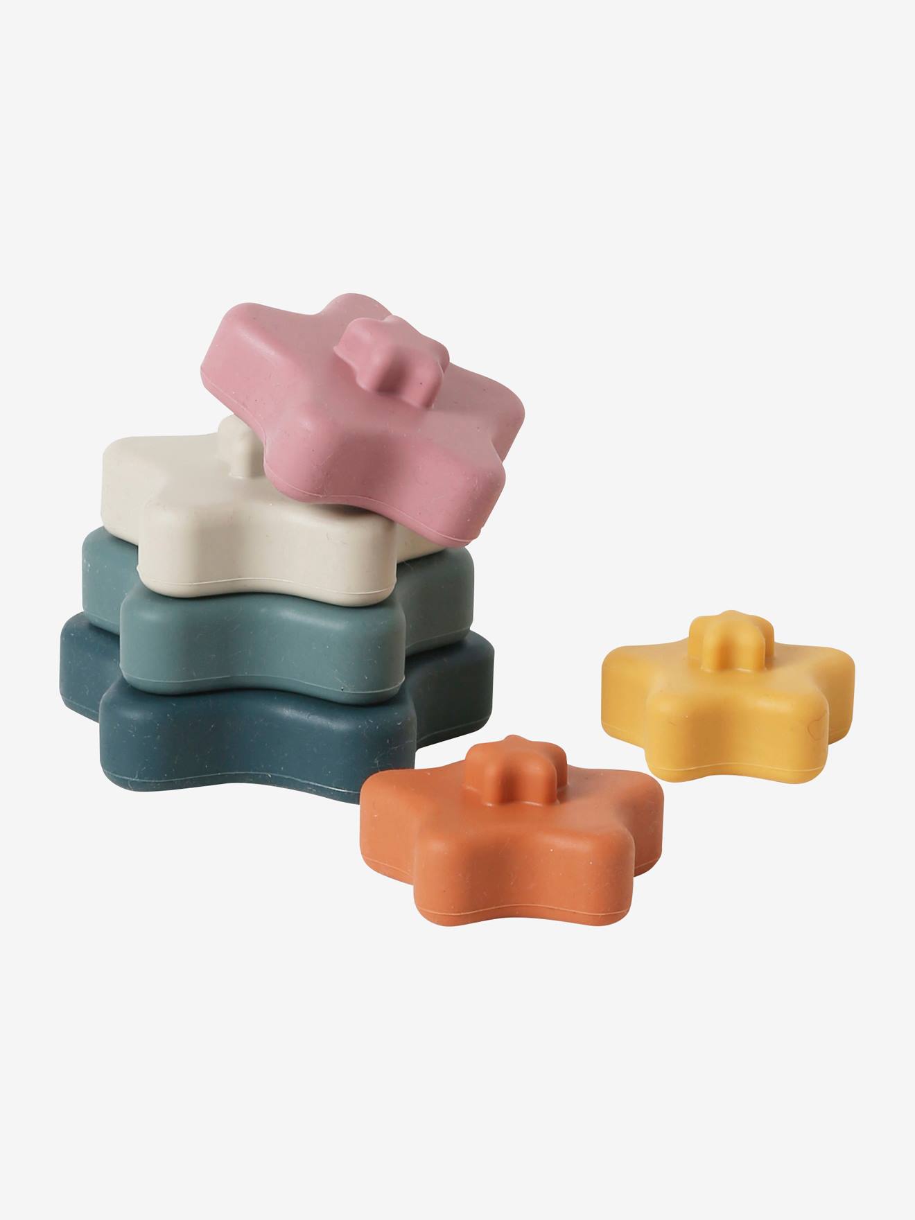 Pyramide d'étoiles à empiler en silicone multicolor