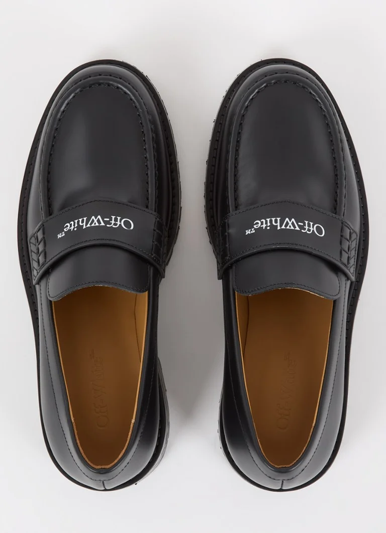 Off-White leather combat loafer with logo