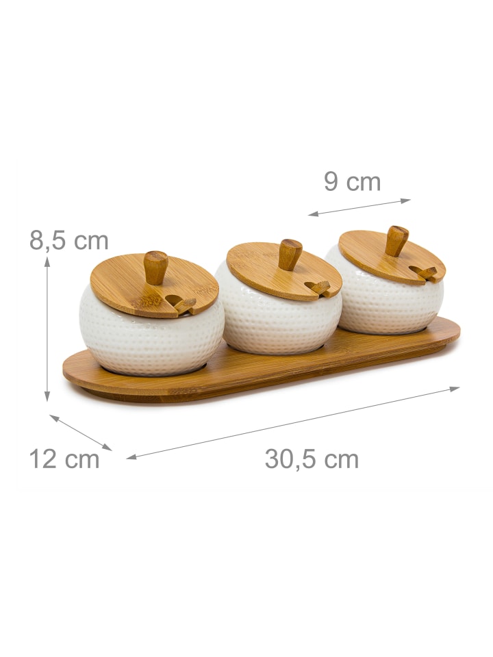 relaxdays Gewürzhalter Jiao in Natur/Weiß - (B)30,5 x (H)8,5 x (T)12 cm günstig kaufen onesize