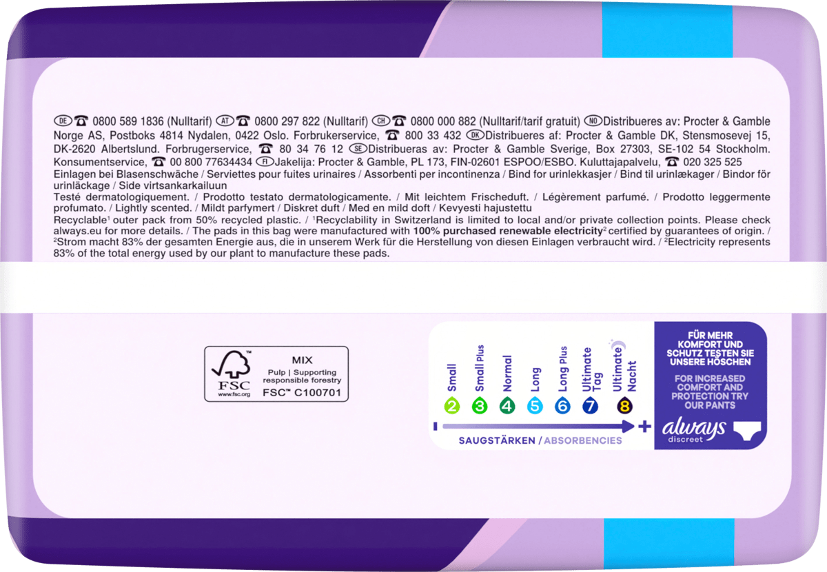 discreet Einlagen Inkontinenz Long Big Pack, 26 St