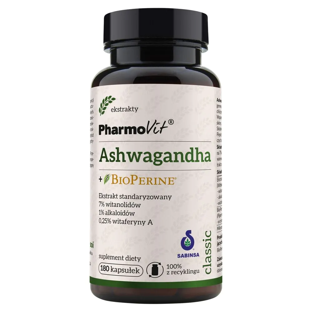 Pharmovit Ashwagandha + Bioperine, 180 κάψουλες.