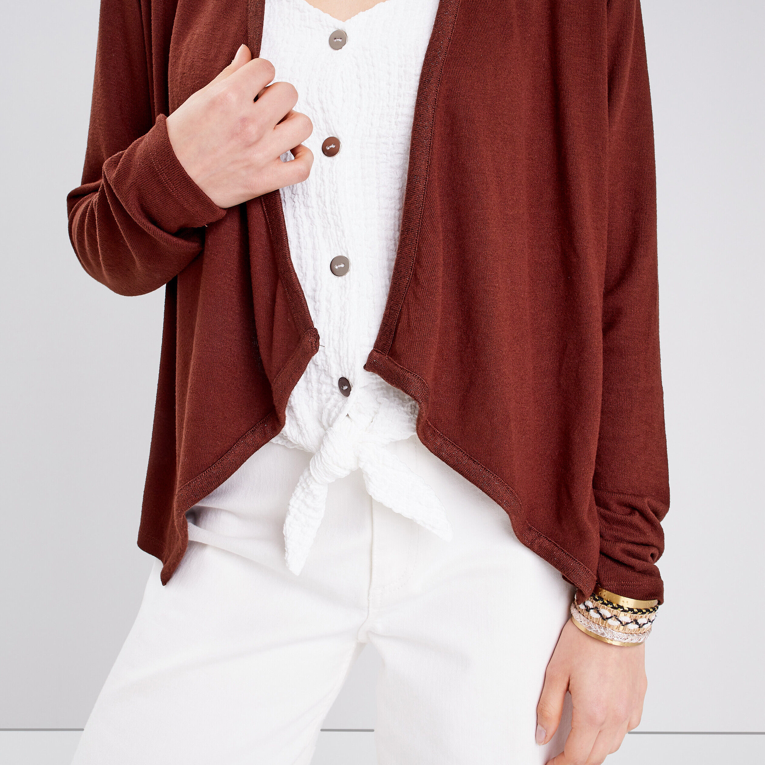 Cardigan col en V marron femme | Cache Cache
