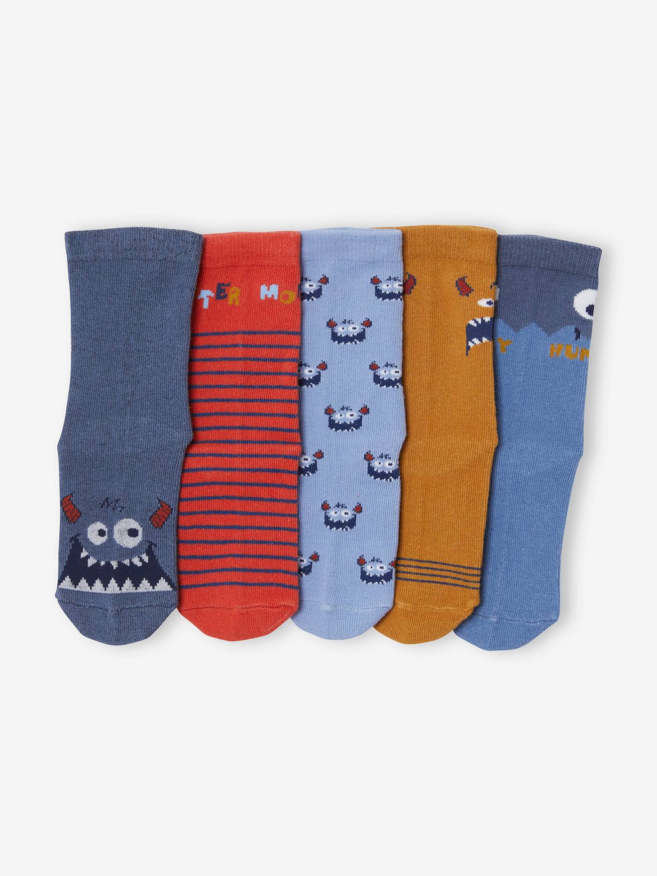 Lot de 5 paires de chaussettes monstres lot bleu