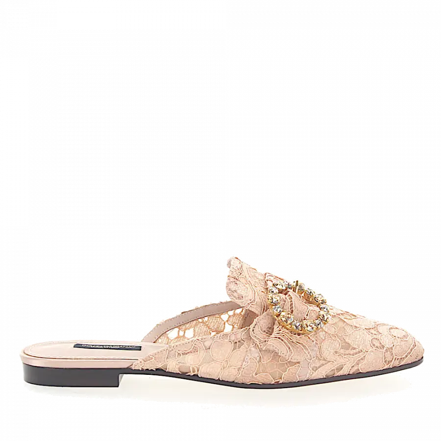 Dolce & Gabbana - Slipper Kristallverzierung beige - beige
