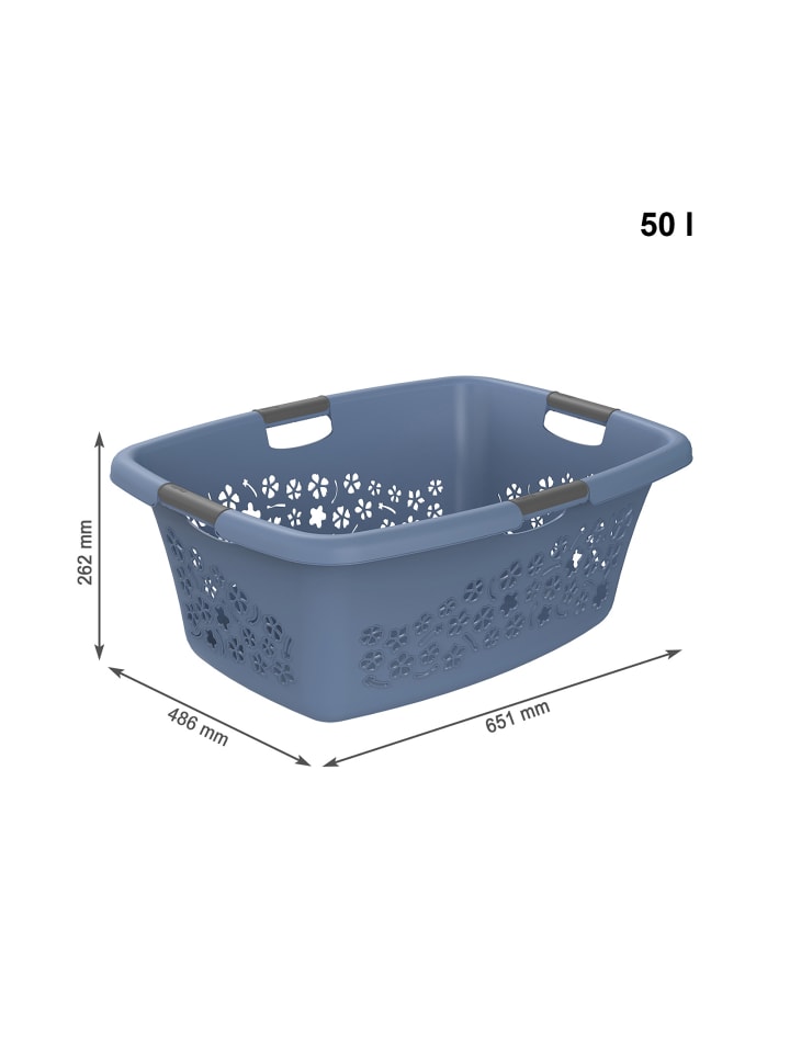 Rotho Flowers 3er-Set Wäschekorb 50l, Kunststoff (PP) BPA-frei in Horizon blau günstig kaufen onesize