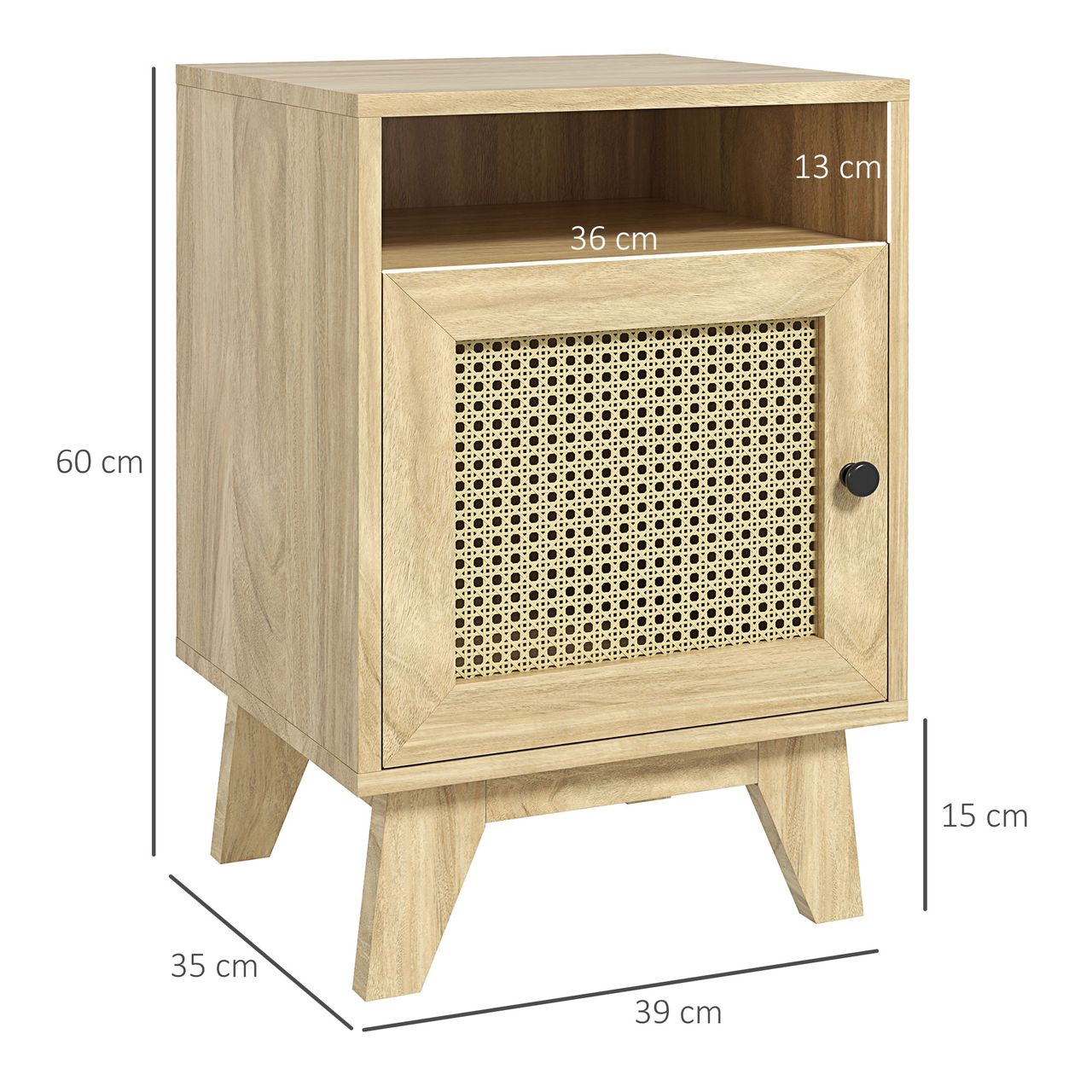 HOMCOM Nachtschrank Nachttisch mit Schrank Beistelltisch mit Ablagefach Natur